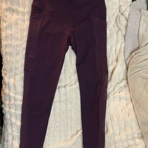 Purple High-Waisted Leggings with leg mesh detail